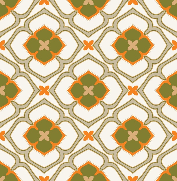 Abstract Floral Ottoman Style Ceramic Aztec Tile Moroccan Vector Seamless Pattern Porcelain Concept