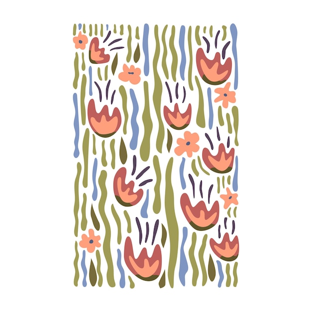 Abstract floral pattern with foliage