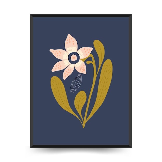 Abstract floral posters template Modern trendy Matisse minimal style Groovy Hand drawn design