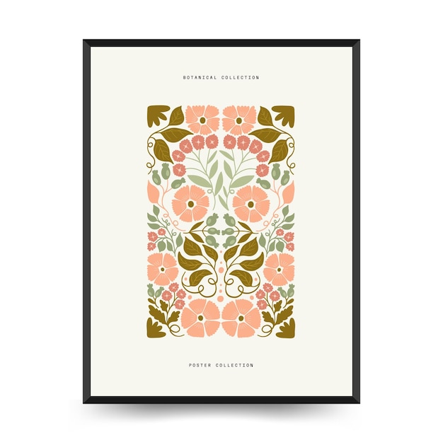 Abstract floral posters template Modern trendy Matisse minimal style Groovy Hand drawn design