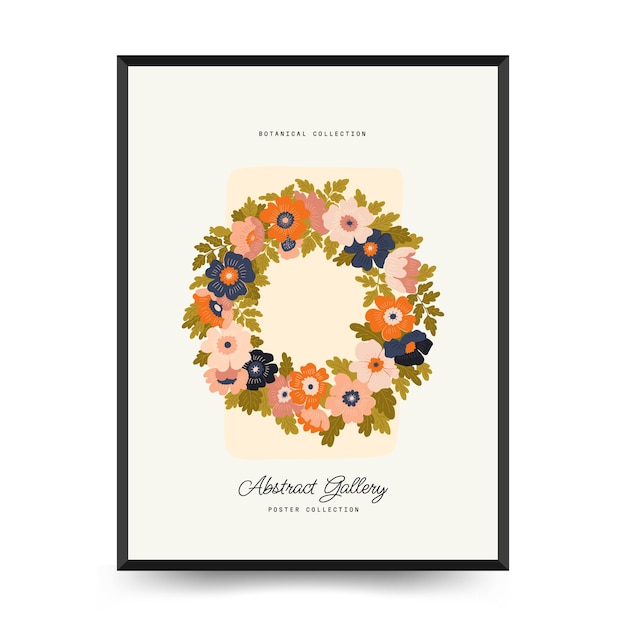 Abstract floral posters template Modern trendy Matisse minimal style Groovy Hand drawn design