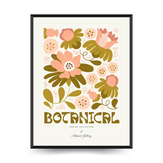 Abstract floral posters template Modern trendy Matisse minimal style Groovy Hand drawn design