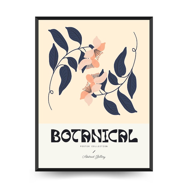 Abstract floral posters template Modern trendy Matisse minimal style Groovy Hand drawn design