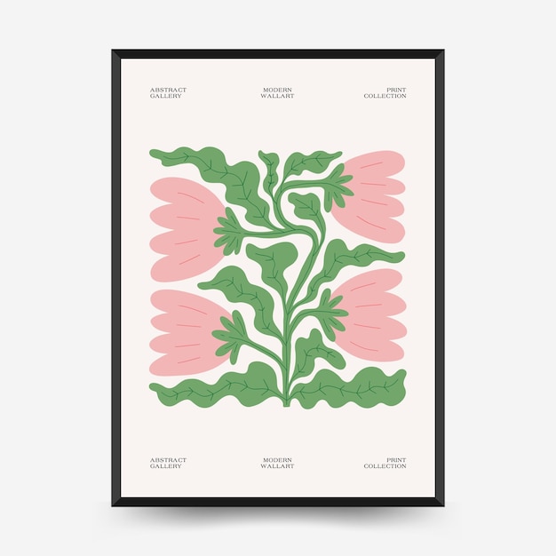 Vector abstract floral posters template modern trendy matisse minimal style tropical jungle hand drawn