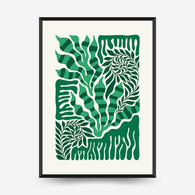 Abstract floral posters template Modern trendy Matisse minimal style Tropical jungle