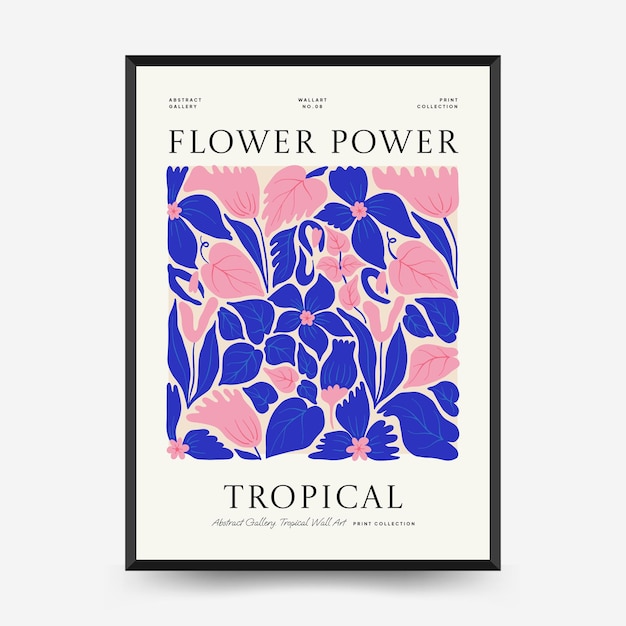 Abstract floral posters template Modern trendy Matisse minimal style Tropical jungle