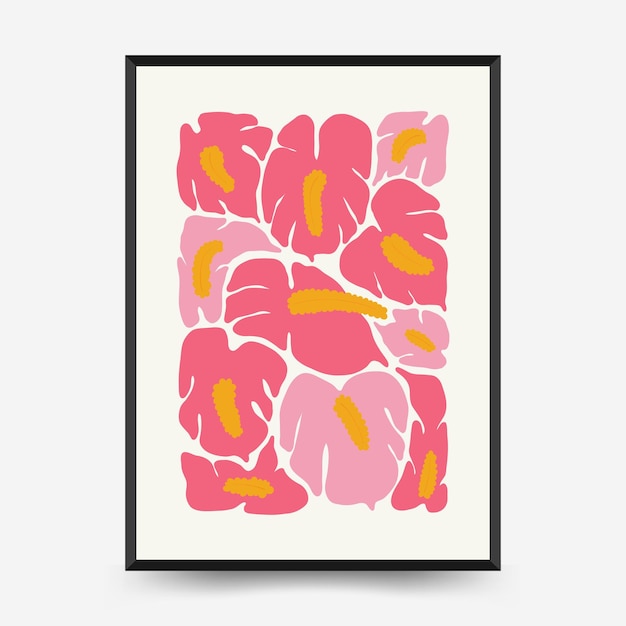 Abstract floral posters template Modern trendy Matisse minimal style Tropical jungle