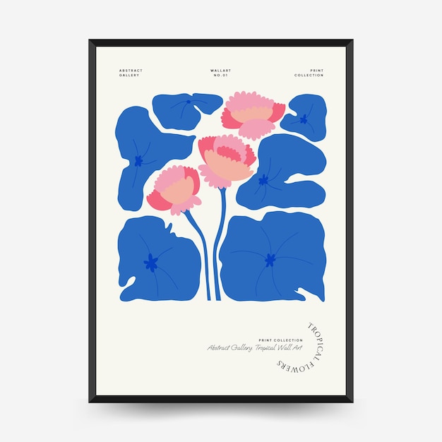 Abstract floral posters template Modern trendy Matisse minimal style Tropical jungle