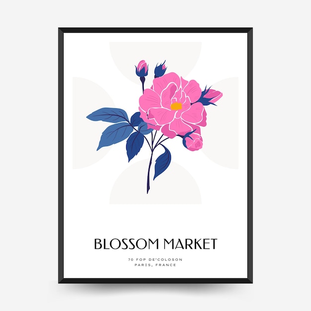 Abstract floral posters template Modern trendy Matisse minimal style