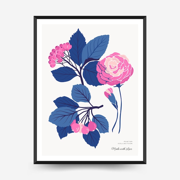 Abstract floral posters template Modern trendy Matisse minimal style