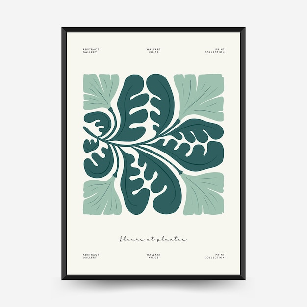 Abstract floral posters template. Modern trendy Matisse minimal style.