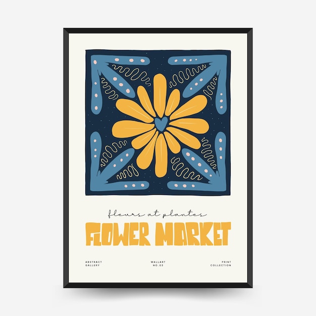 Abstract floral posters template. Modern trendy Matisse minimal style.