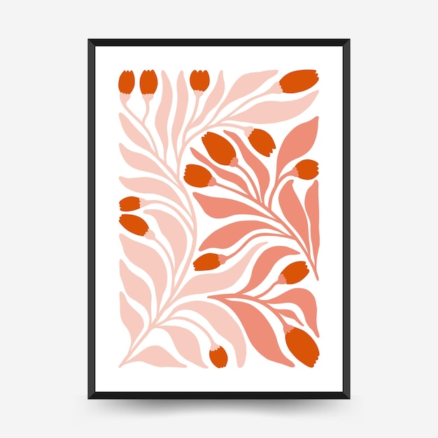 Abstract floral posters template. Modern trendy Matisse minimal style.