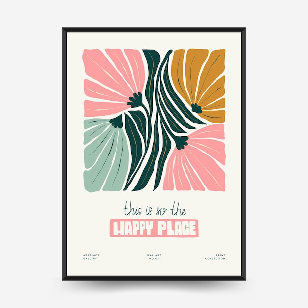 Abstract floral posters template. Modern trendy Matisse minimal style.