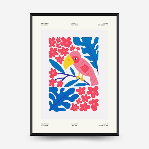 Abstract floral posters template. Modern trendy Matisse minimal style.