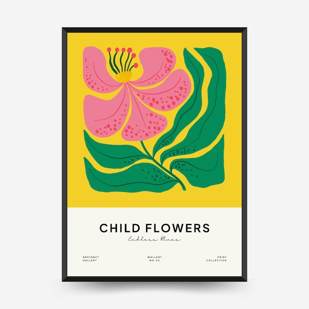 Abstract floral posters template. Modern trendy Matisse minimal style.