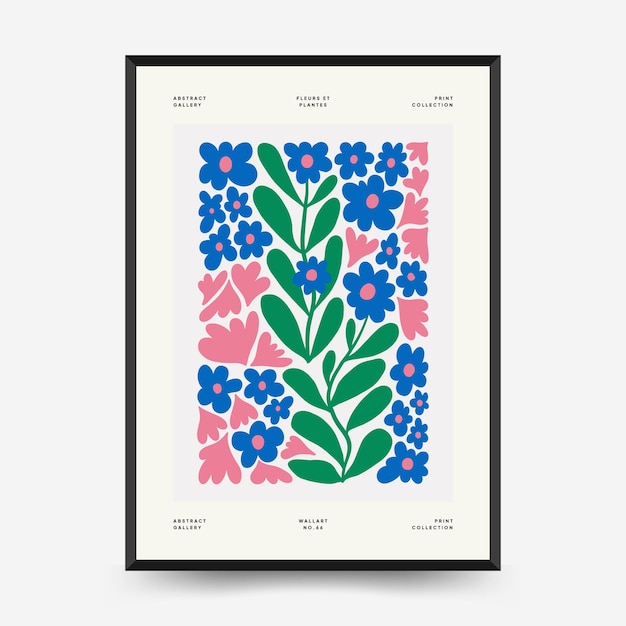 Abstract floral posters template. Modern trendy Matisse minimal style.