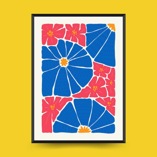 Abstract floral posters template. Modern trendy Matisse minimal style.