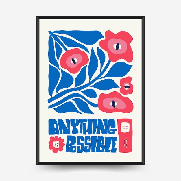 Abstract floral posters template. Modern trendy Matisse minimal style.