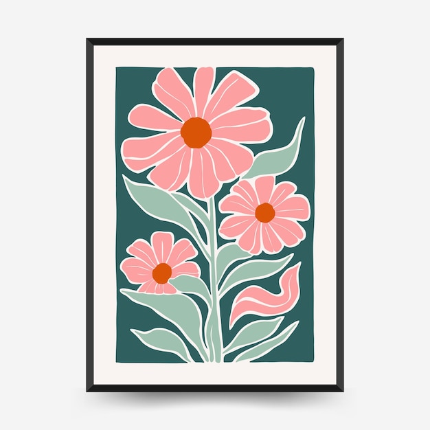 Abstract floral posters template Modern trendy Matisse minimal style