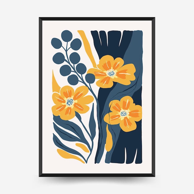 Abstract floral posters template Modern trendy Matisse minimal style