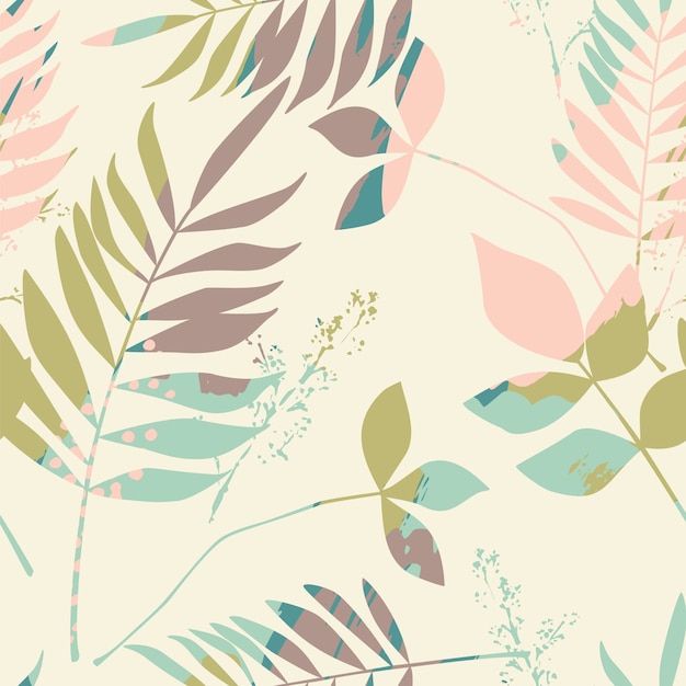 Abstract floral seamless pattern with trendy textures.