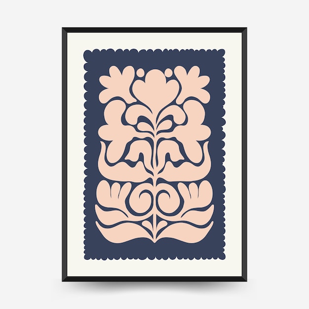 Abstract floral and women posters template Modern trendy Matisse minimal style Cute girl