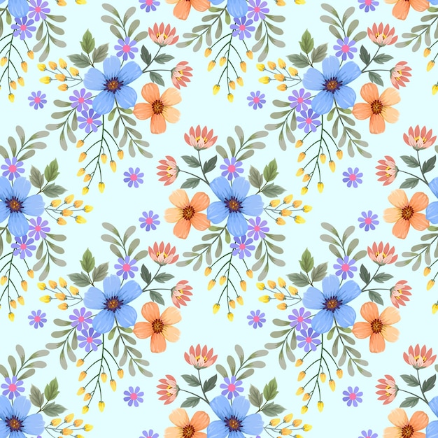 Abstract flower on gleencolor background seamless pattern