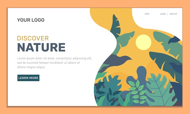 Vector abstract flower and leaf display nature landing page template vector illustration. modern