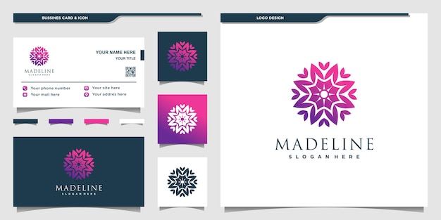 Abstract flower logo template, business card and icon  