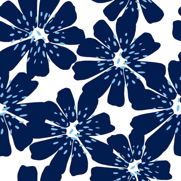 Abstract flower seamless pattern Blue chamomile background