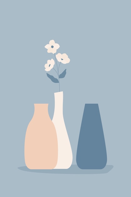 Vector abstract flower and vase background.