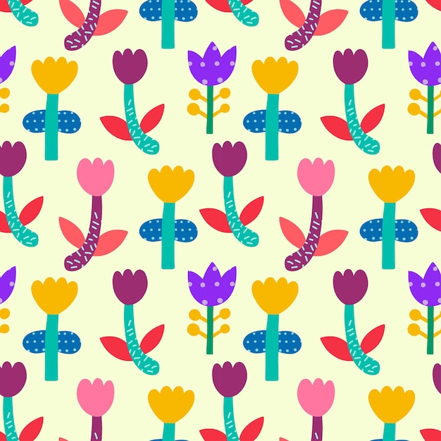 Abstract flowers Flowers seamless pattern Wallpaper print template Hand drawn trendy vector