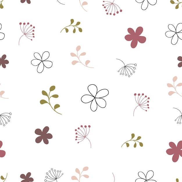 Abstract flowers and leaves seamless pattern Background for wallpapers textiles papers fabrics