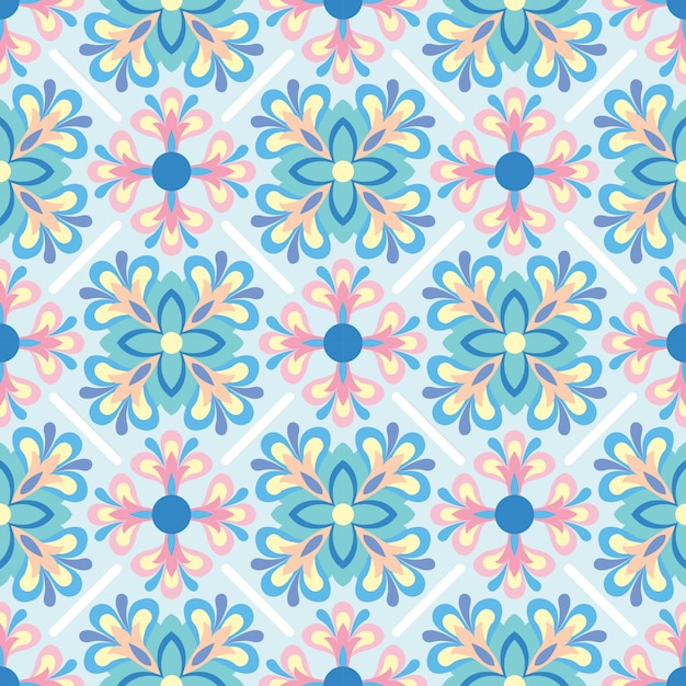 Abstract flowers seamless pattern.