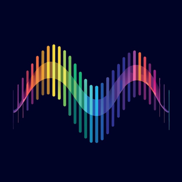 Vector abstract flowing wavy lines with rainbow gradient color