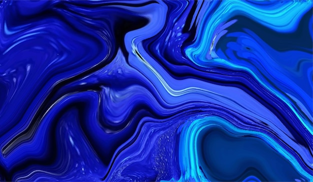 Abstract fluid art background ocean blue colors smooth and glossy wave