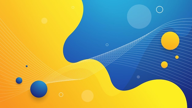 Abstract fluid background with blue and yellow color vector illustration