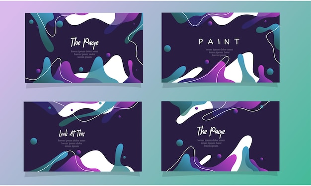 Vector abstract fluid gradient color background bundle set vector design for landing page web background