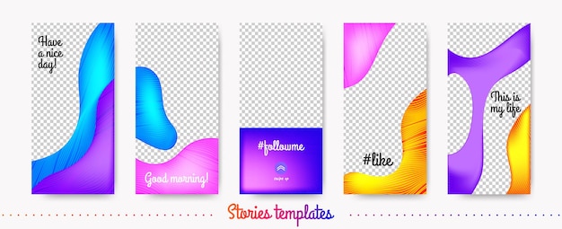 Abstract fluid shapes instagram stories templates set