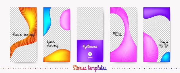 Abstract fluid shapes instagram stories templates set