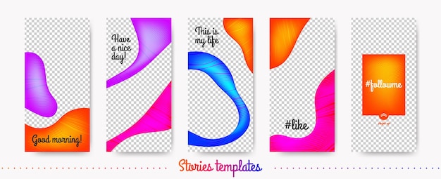 Abstract fluid shapes instagram stories templates set