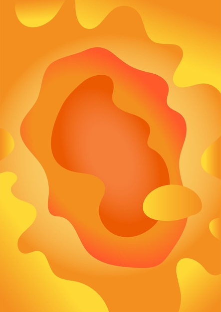 Vector abstract fluid shapes orange background. gradient liquid juicy texture. vertical banner design