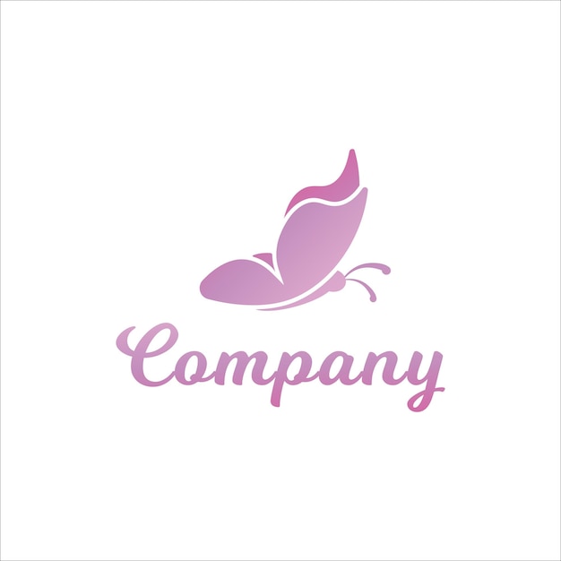 Abstract Flying Pinky Butterfly logo design template Animal Logo Concept Isolated on white background Colorful of Pink Violet gradation color Suitable for beauty and fashion product