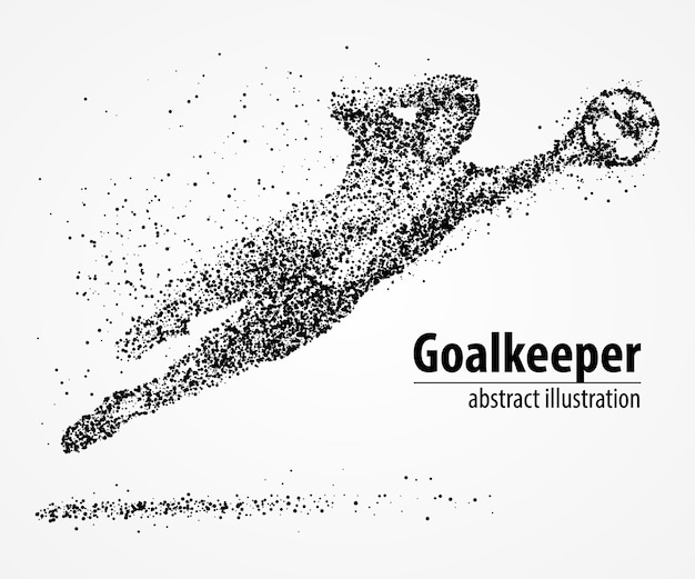 Abstract football goalkeeper jumping in black circles.  illustration.