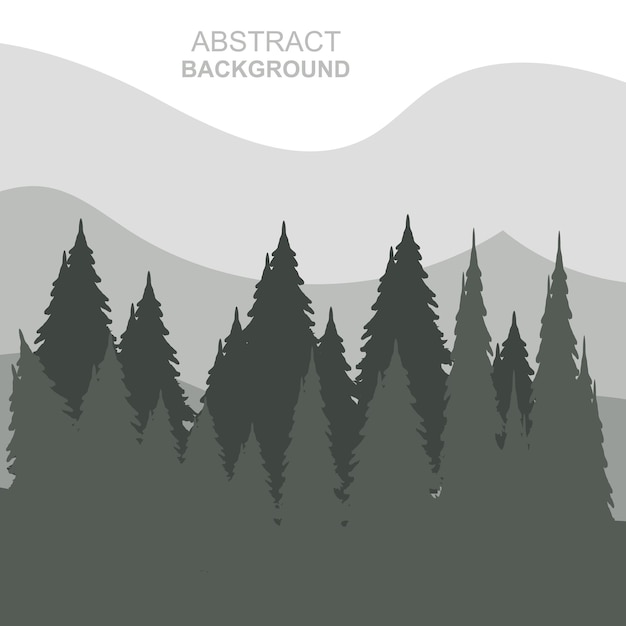 Abstract Forest Mountains Vector Illustration Background Design