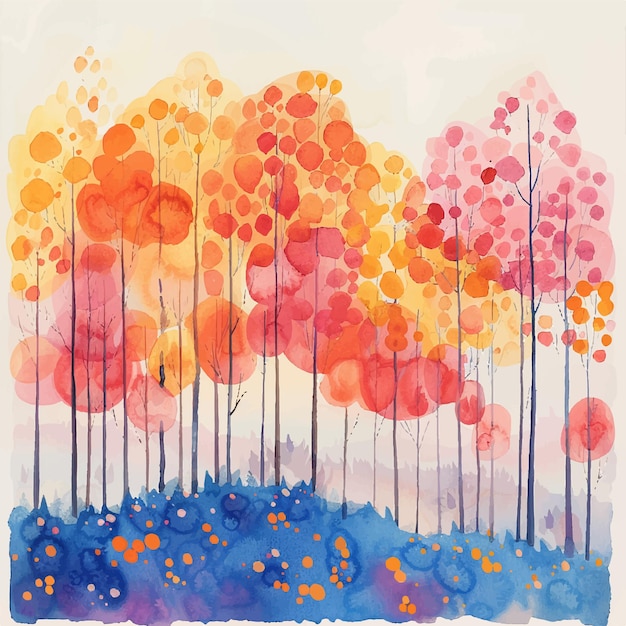 Vector abstract forest painting watercolor vector illustration for background