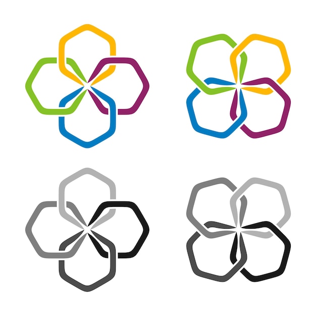 Abstract Four Leaf Flower Ornamental Logo Template Illustration Design Vector EPS 10