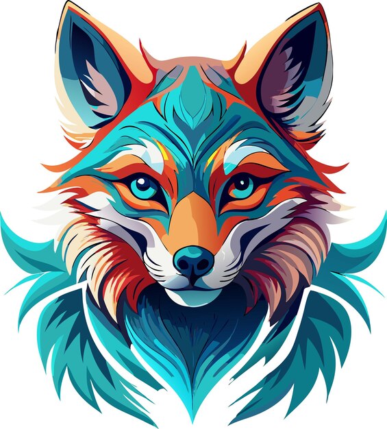 Vector abstract fox face digital art vibrant and modern illustration