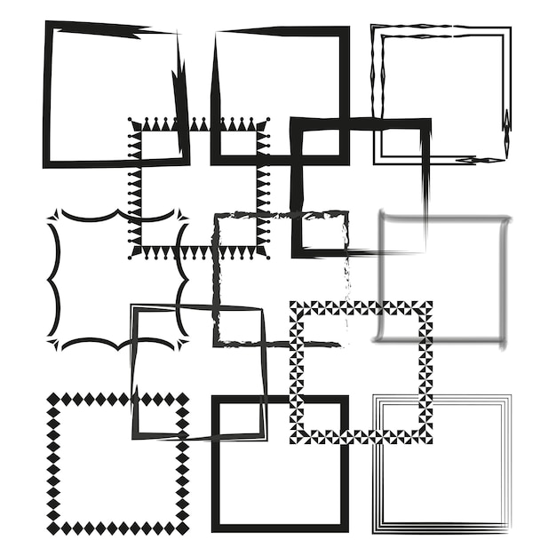 Abstract frame collection Black and white Various styles Vector graphic elements